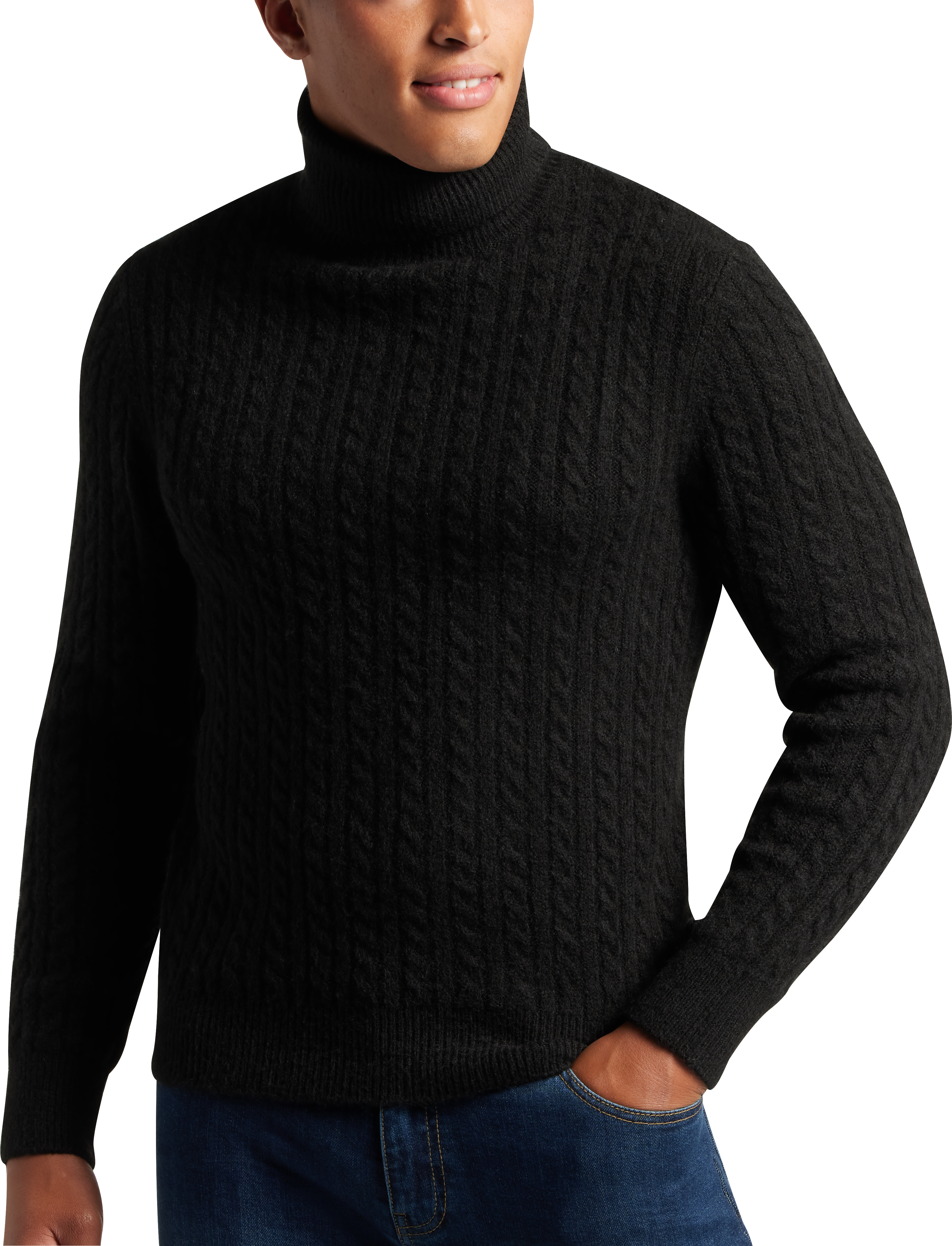 Paisley & Gray Slim Fit Cable Knit Turtleneck Sweater, Men's Sweaters