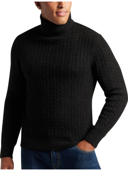 Paisley & Gray Slim Fit Cable Knit Turtleneck Sweater, Men's Sweaters