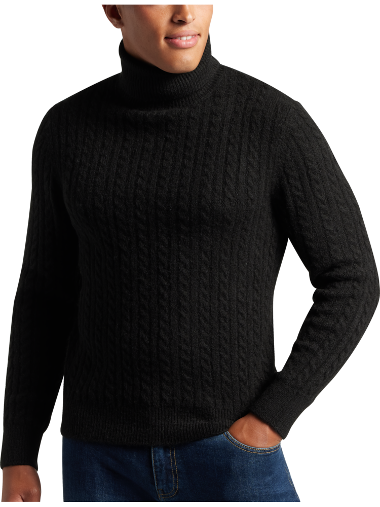 Custom Fitted Turtle-Neck Pullover Black