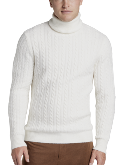 Paisley Gray Slim Fit Cable Knit Turtleneck Sweater Men s Sweaters Moores Clothing