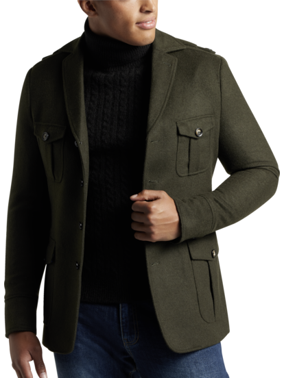 Double breasted military jacket mens discount