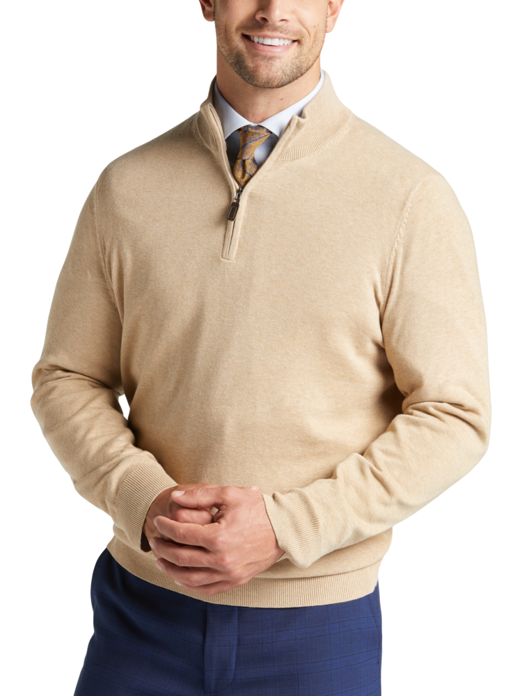 Tan Half Zip for Men Sweaters Moores Clothing