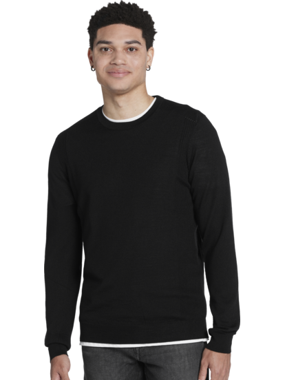 Black crew neck sweaters hot sale