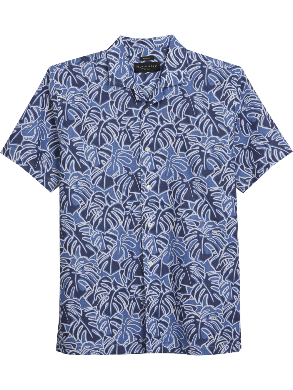 Pronto Uomo Modern Fit Tropical Palms Camp Shirt Men's Shirts
