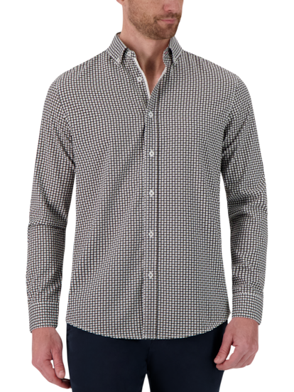 Report Collection Slim Fit Four-Way Stretch Check Casual Shirt