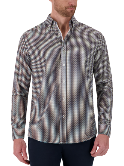 Report Collection Slim Fit Four-Way Stretch Check Casual Shirt