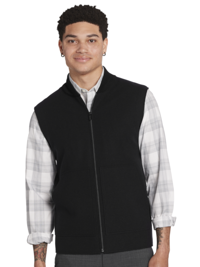 Awearness Kenneth Cole Slim Fit Mixed Media Vest Men s Sweaters Moores Clothing