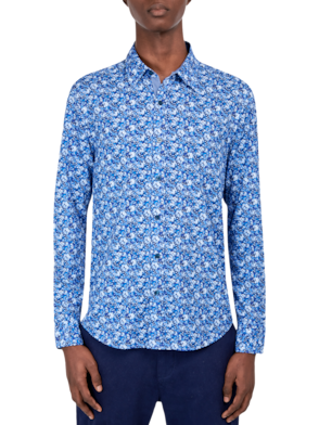 Retro Mens Floral Shirt Long Sleeve Buttons Slim Fit Casual Blouse Tops Chic
