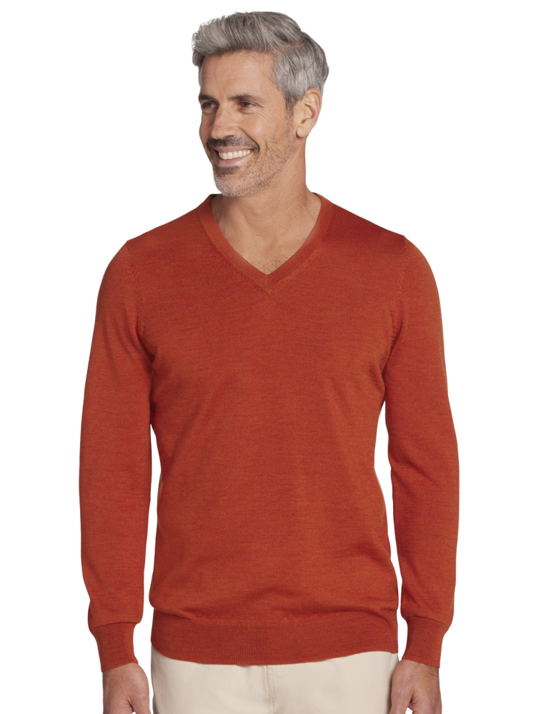 Orange V Neck for Men Sweaters Moores Clothing