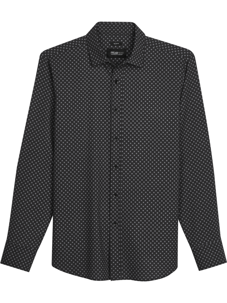 Black polka dot mens dress shirt deals
