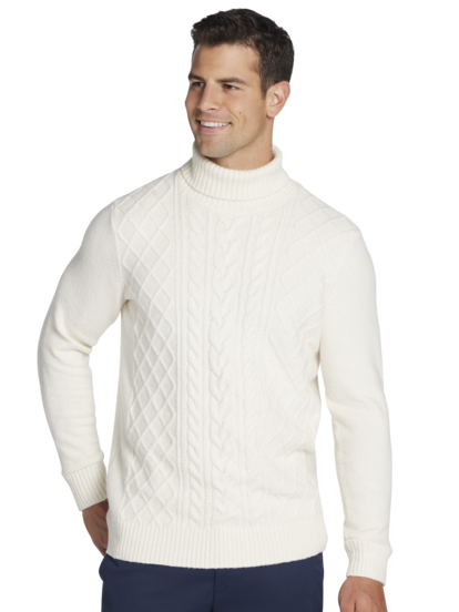 High neck cable knit sweater new arrivals