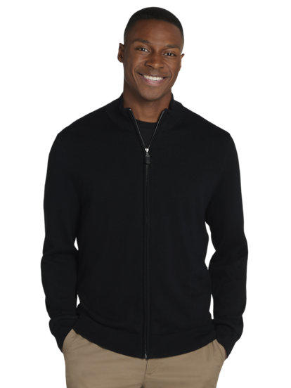 Mens full zip cotton sweater hot sale