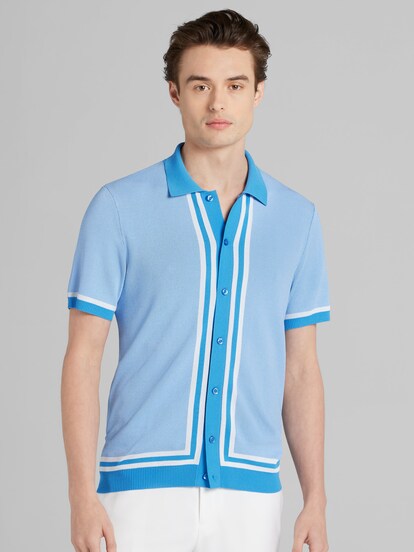 Paisley Gray Slim Fit Knit Button Up Shirt Men's Shirts