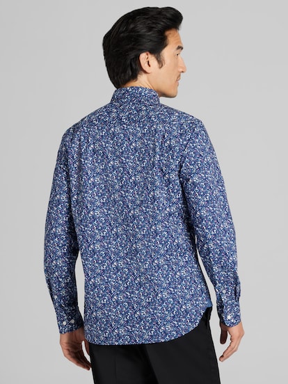 Joseph Abboud Indigo Blue Modern Fit Floral Button Up Shirt