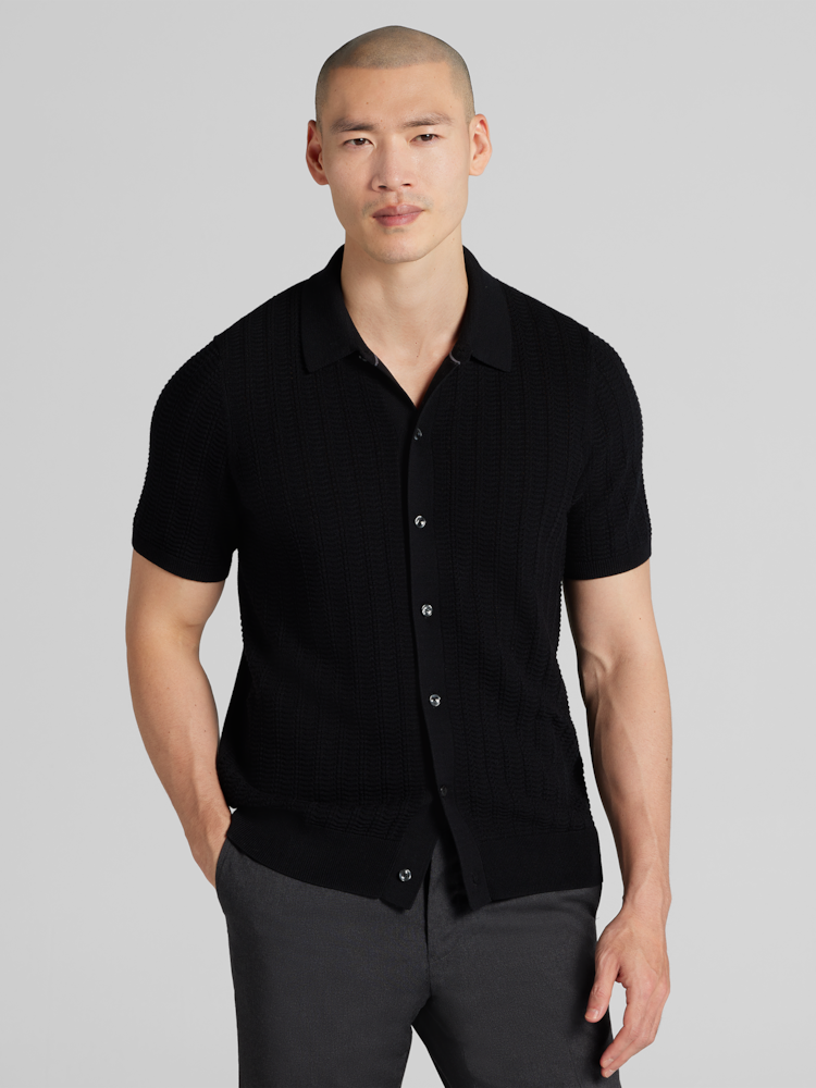 black dress shirt sweater Women's Cross Your Mind Black Short Sleeve Sweater Top Shirt | Size: Xl main image 0