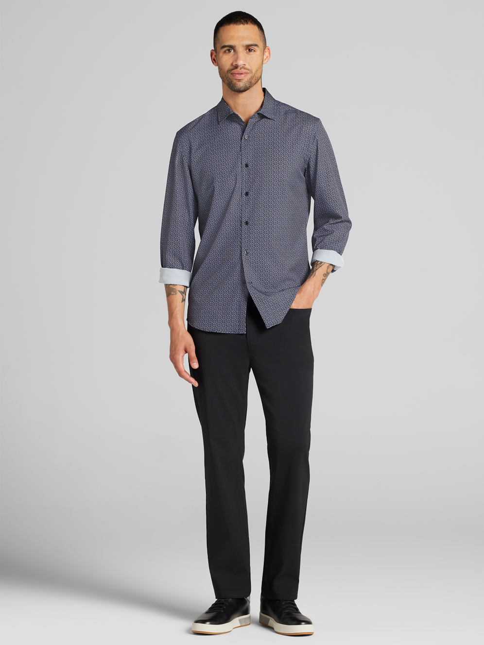 Awearness Kenneth Cole Geo 4-way Stretch Button Up Shirt | Men's Shirts ...