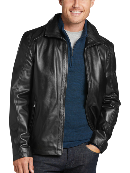 Sly & Co Classic Fit Lambskin Leather Bomber Jacket | Men's | Moores ...