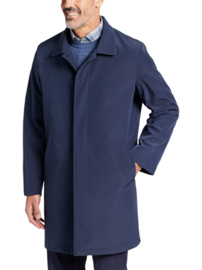 Men's Modern Fit Grey Wool Coat with Hood - Long Winter Coat