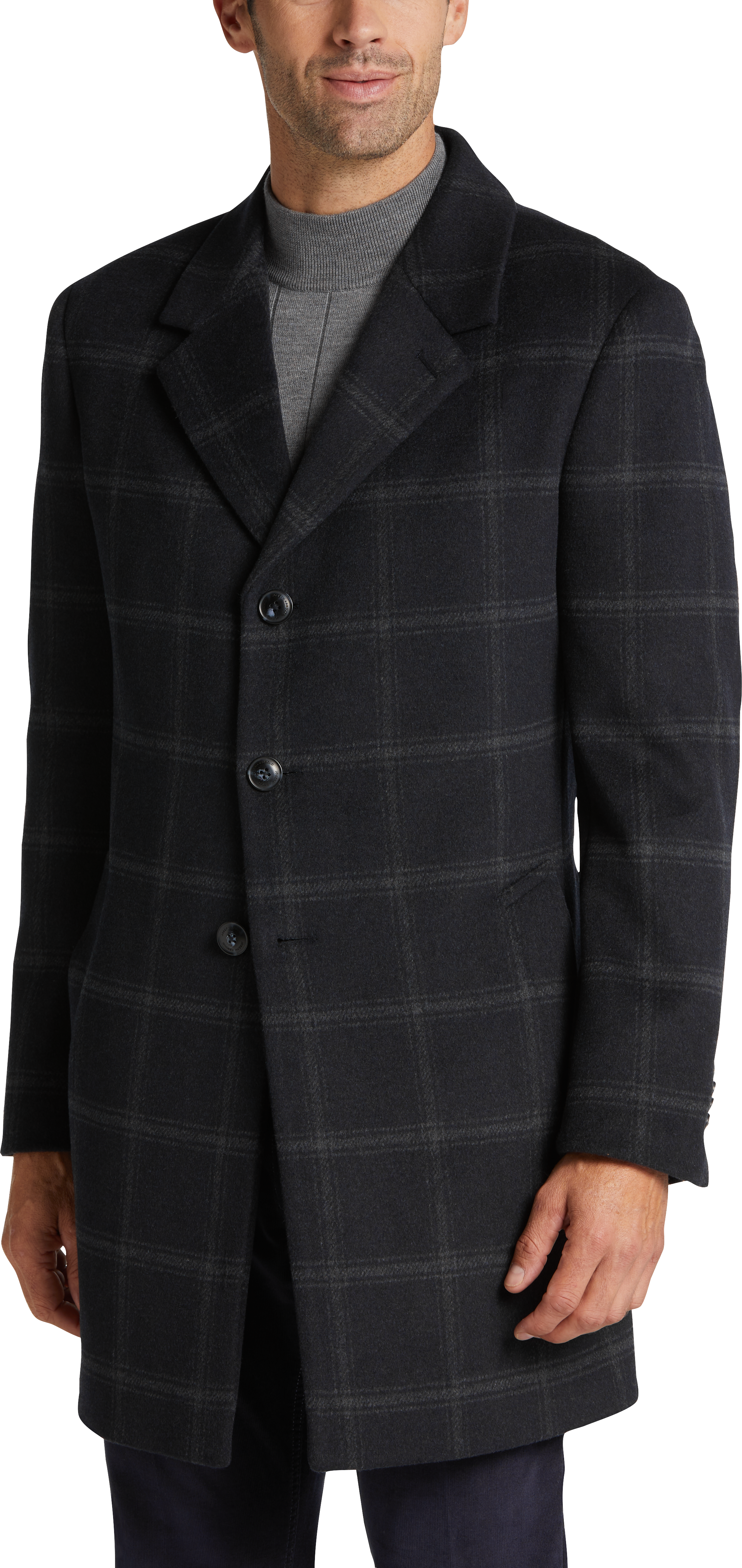 Joseph Abboud Modern Fit Plaid Overcoat, Men's Outerwear