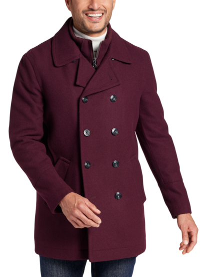 Mens burgundy peacoat hotsell