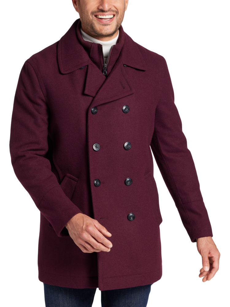 Burgundy hot sale peacoat mens
