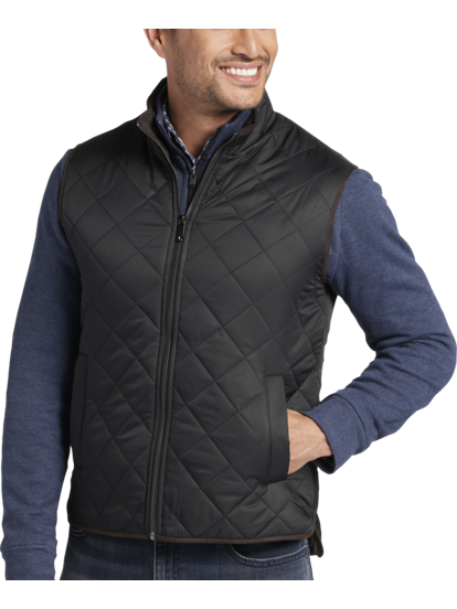 JAH QUILT ZIP VEST WITH SUEDE TRIM