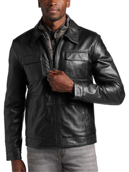 Sly & Co Sandro Lamb Skin Leather Jacket | Men's | Moores Clothing