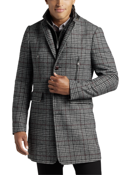 Paisley & Gray Slim Fit Plaid Topcoat | Men's Outerwear | Moores Clothing