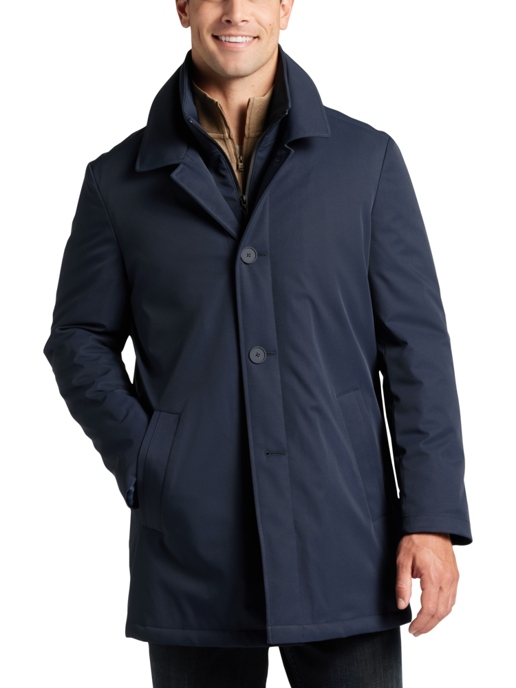 Calvin klein men's slim fit black solid raincoat discount