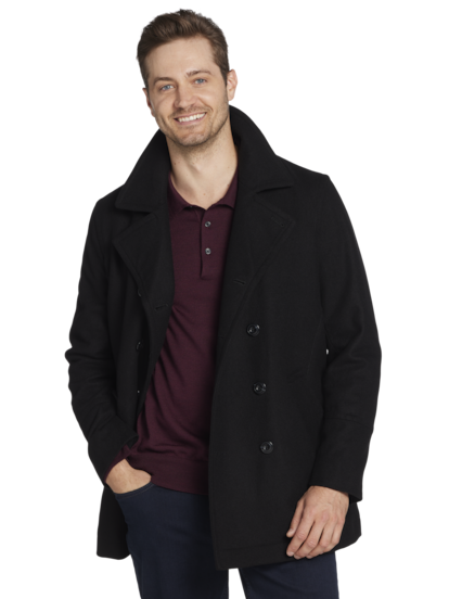 Joseph abboud black & white plaid modern fit peacoat best sale