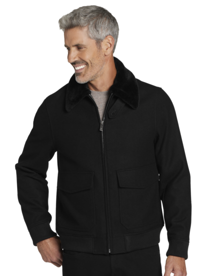 Joseph Abboud Modern Fit Wool blend Bomber Jacket Men s Outerwear Moores Clothing