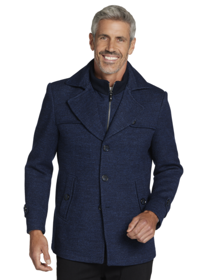 Light blue wool blend coat hot sale