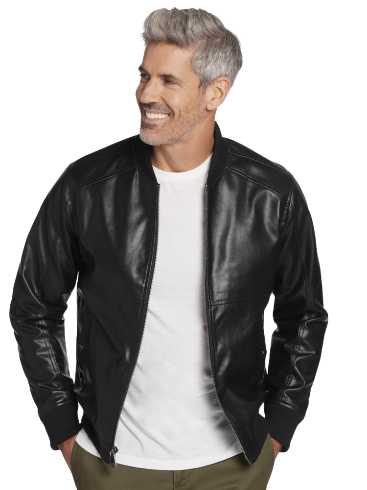 Kenneth cole black leather jacket clearance