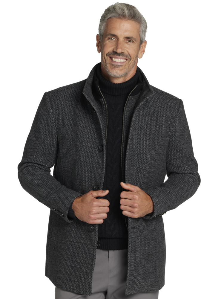 Joseph abboud charcoal gray twill modern fit topcoat hot sale