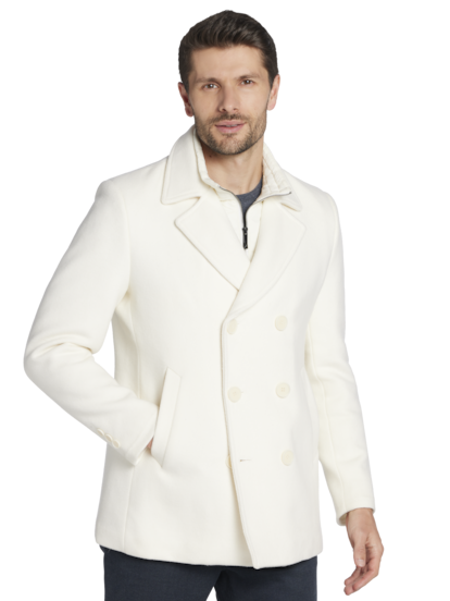 Joseph abboud black & white plaid modern fit peacoat sales