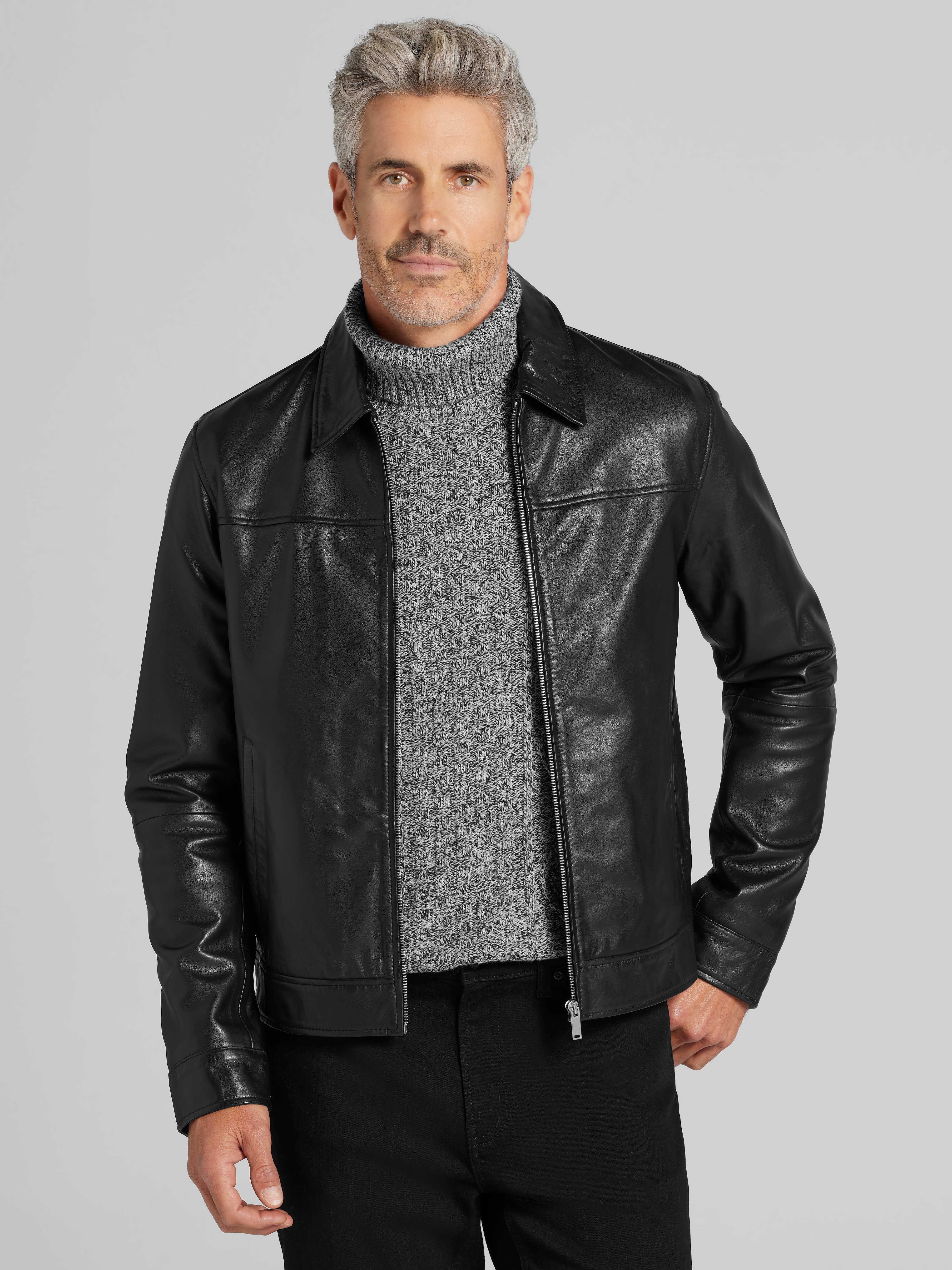 Sly & Co Full-zip Leather Jacket | Men's | Moores Clothing