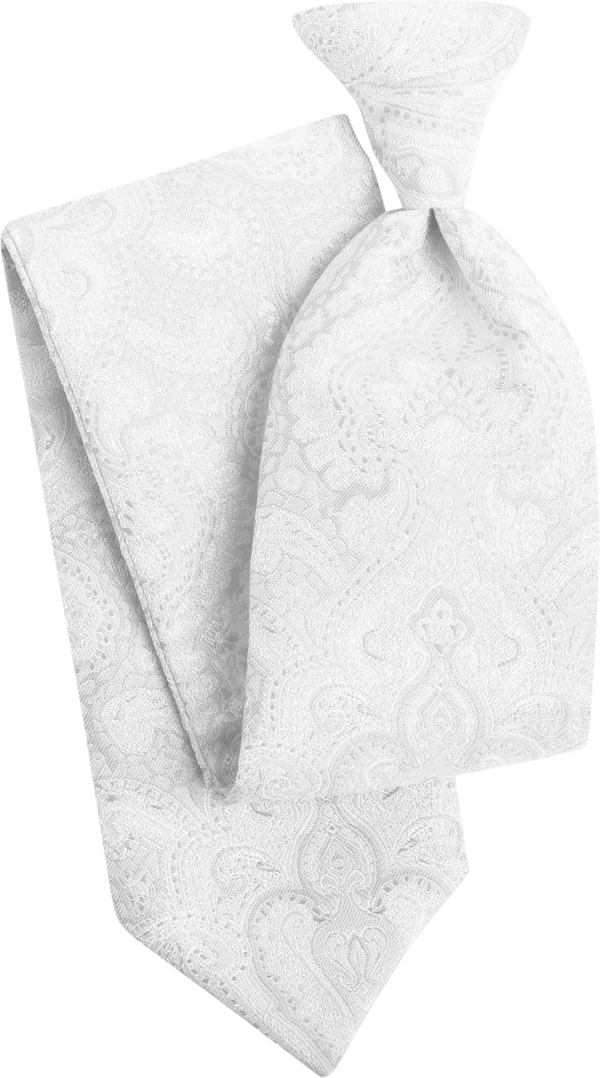Duet White Paisley Euro Tie (7360DPWHT)