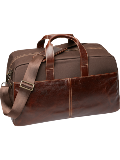 Joseph Abboud Leather Nylon Duffel Bag Brown Men s Moores