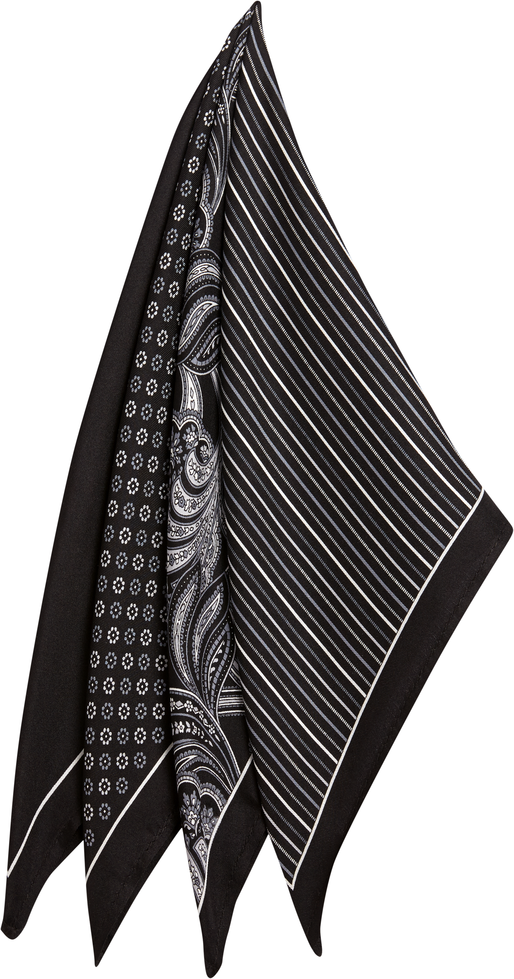 Pochette de soie noire à 4 panneaux (8502BLK)