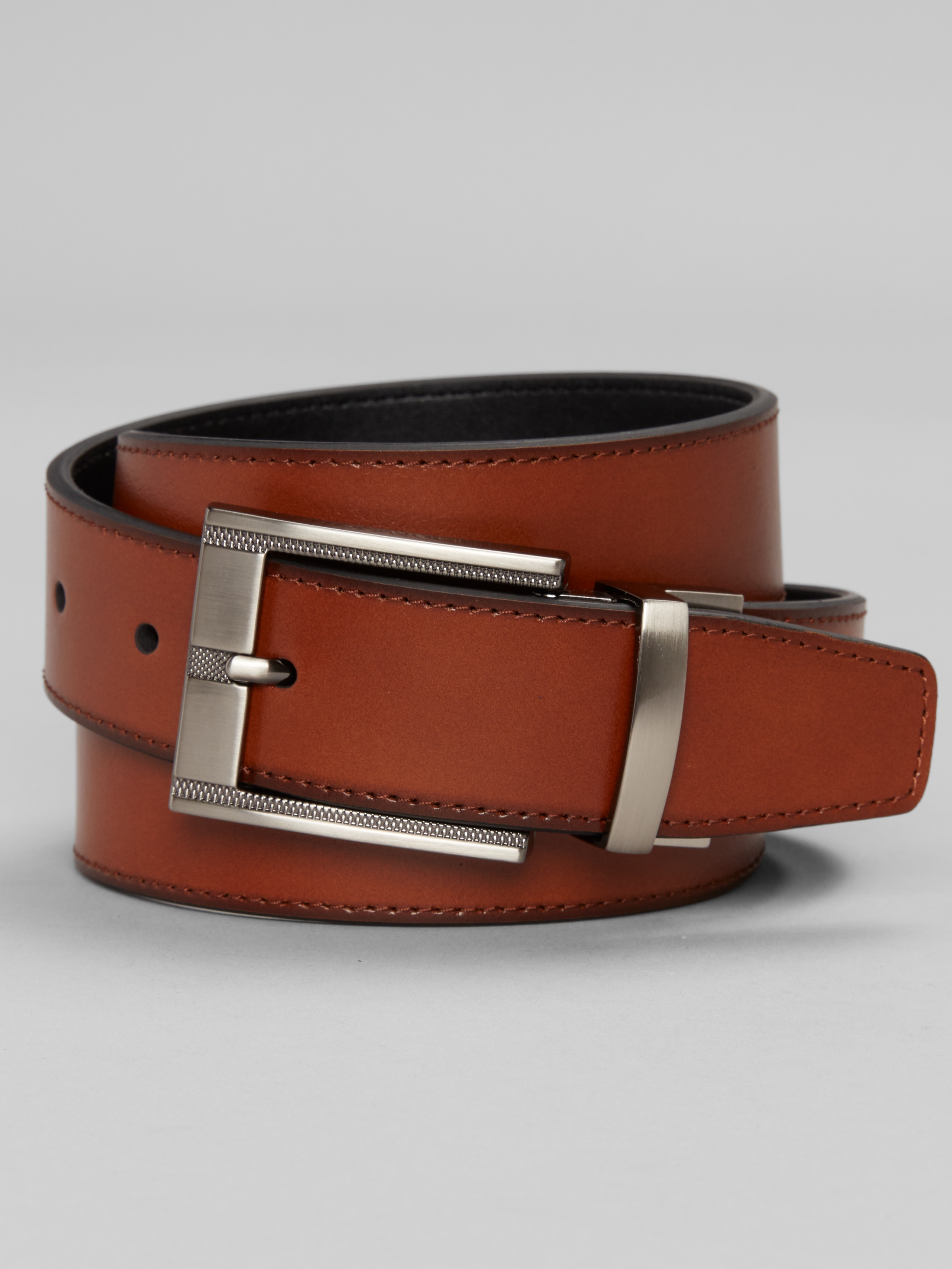 Joseph Abboud Stitched Cut Edge Brushed Buckle Belt | Men's