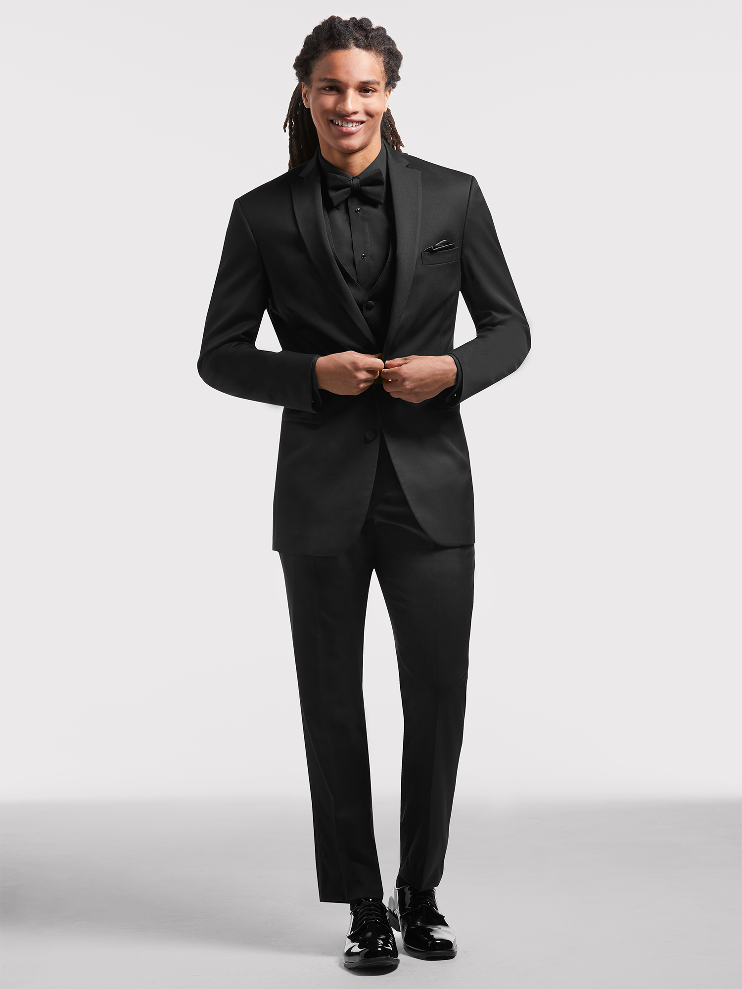 All black tux with clearance bow tie