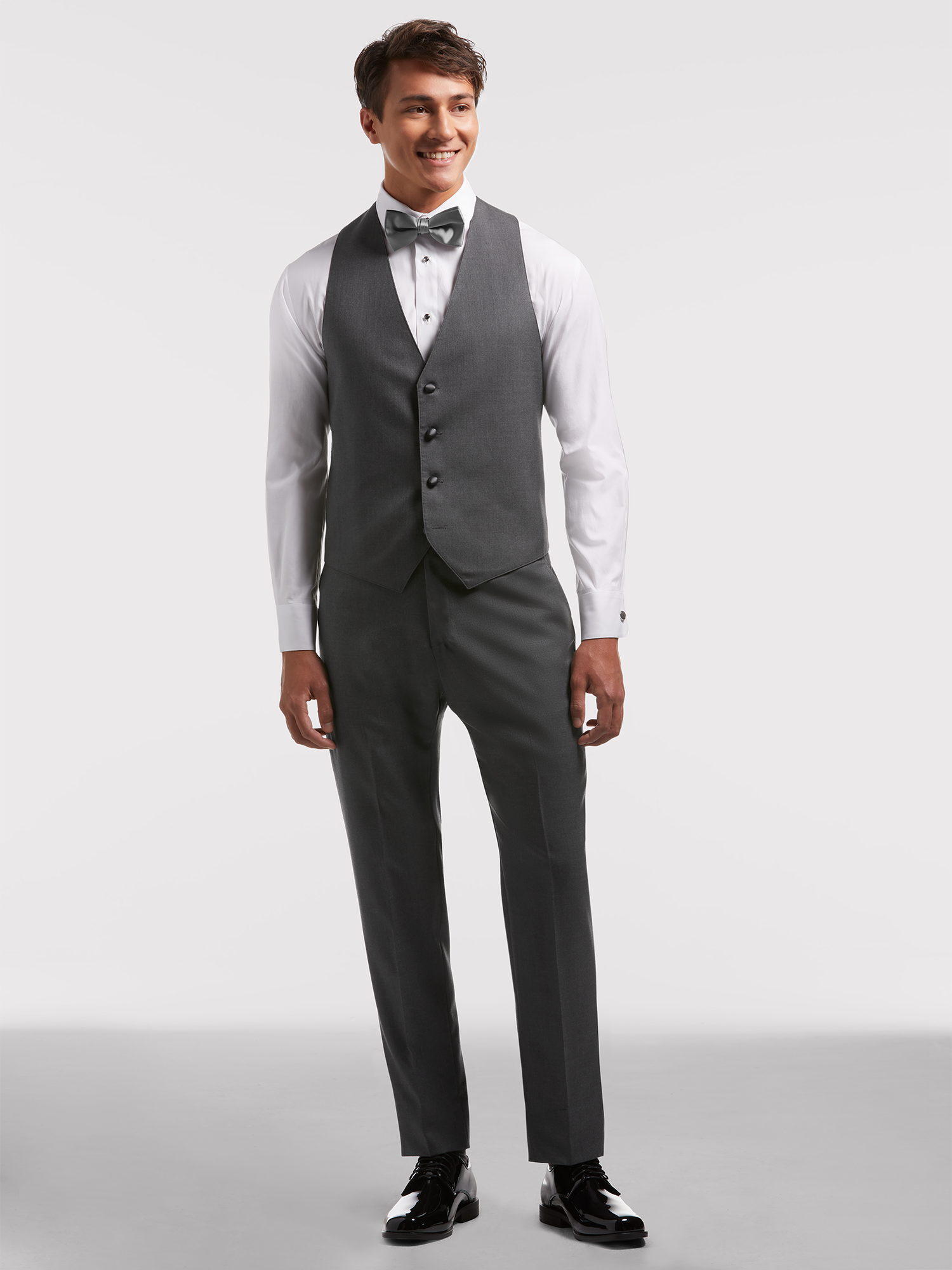 Smoking Joseph Abboud gris à revers crantés à bordure de satin