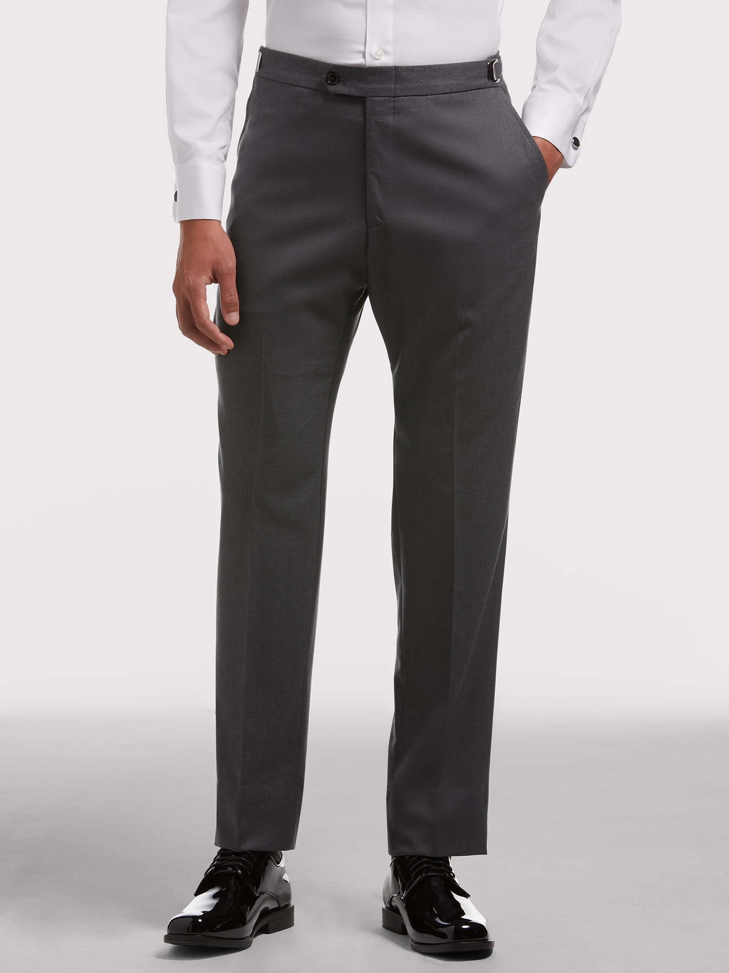 TROUSERS WITH SATIN WAISTBAND - Anthracite grey