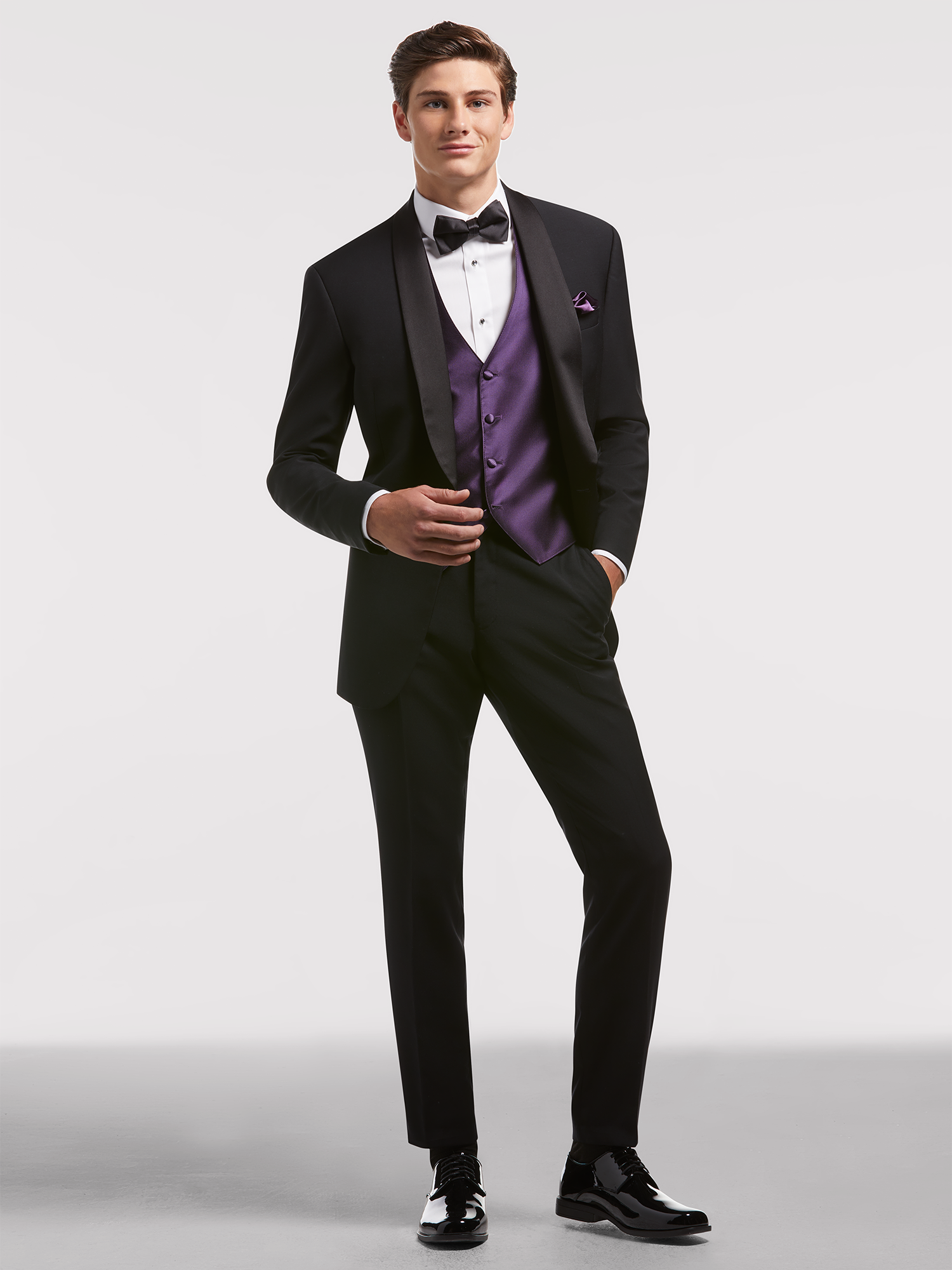 Black Satin Slim Fit Tuxedo Pants w/ Satin Back Pocket