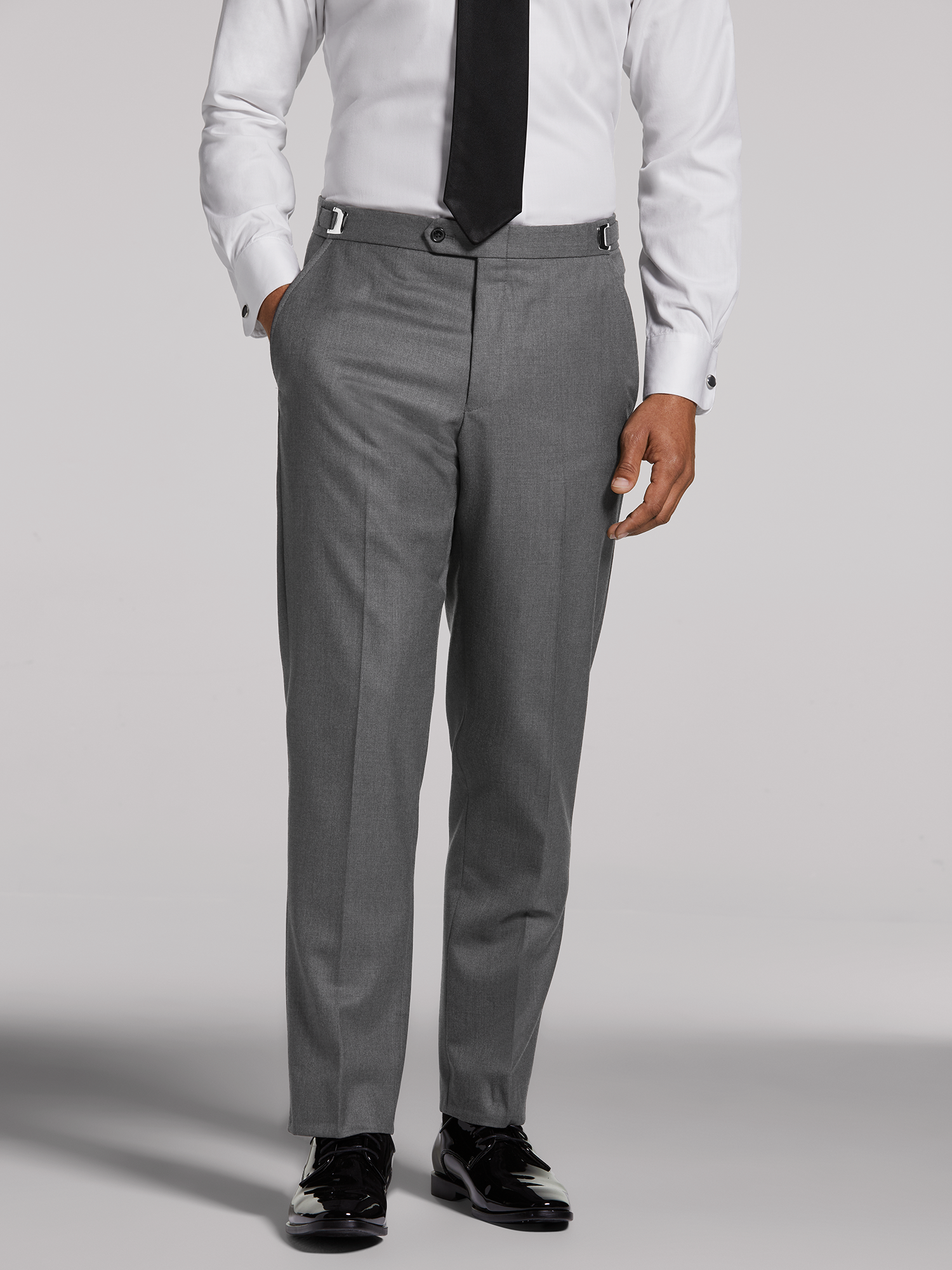Smoking Joseph Abboud gris à revers crantés à bordure de satin