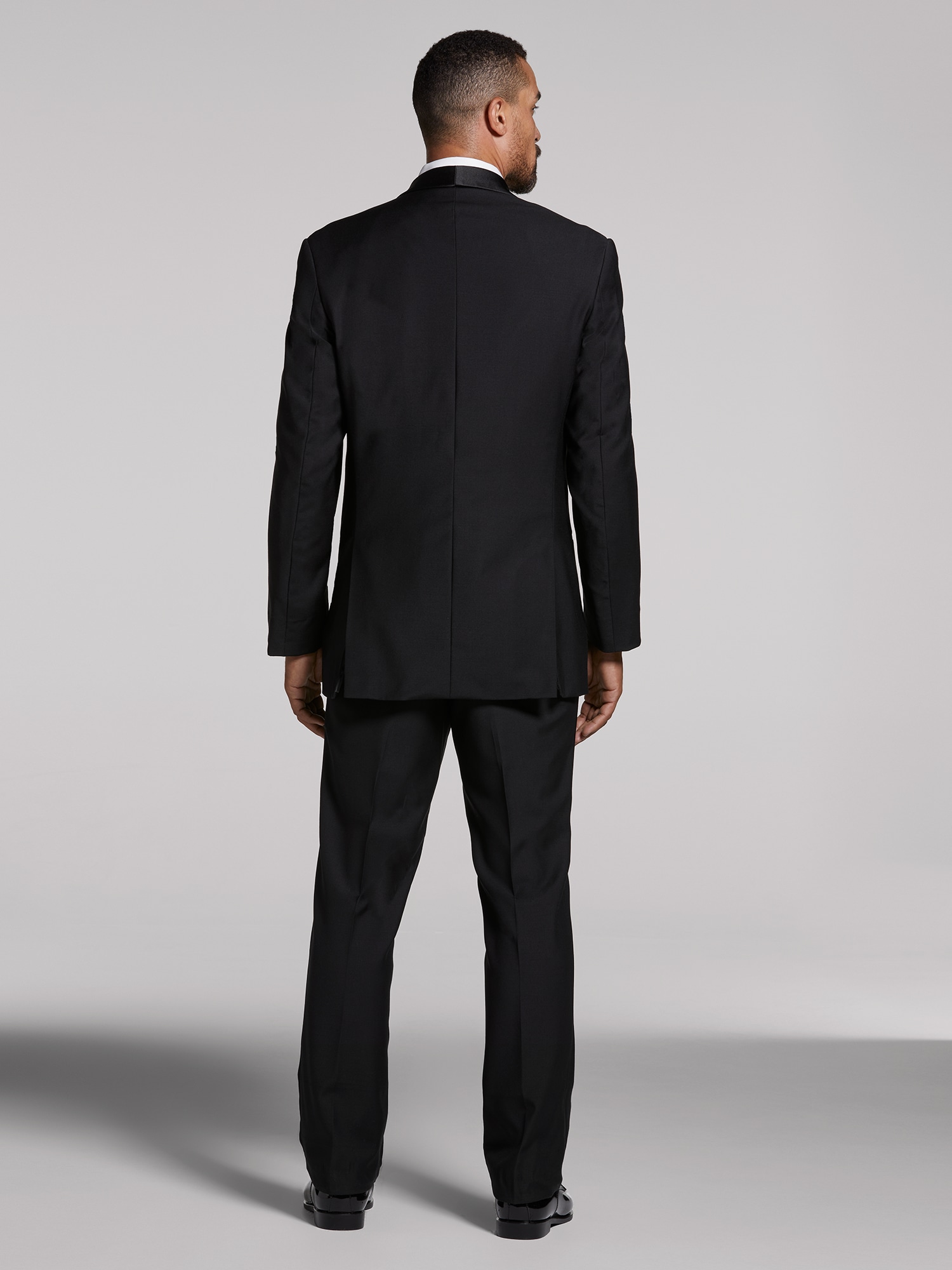 Black Satin Slim Fit Tuxedo Pants w/ Satin Back Pocket