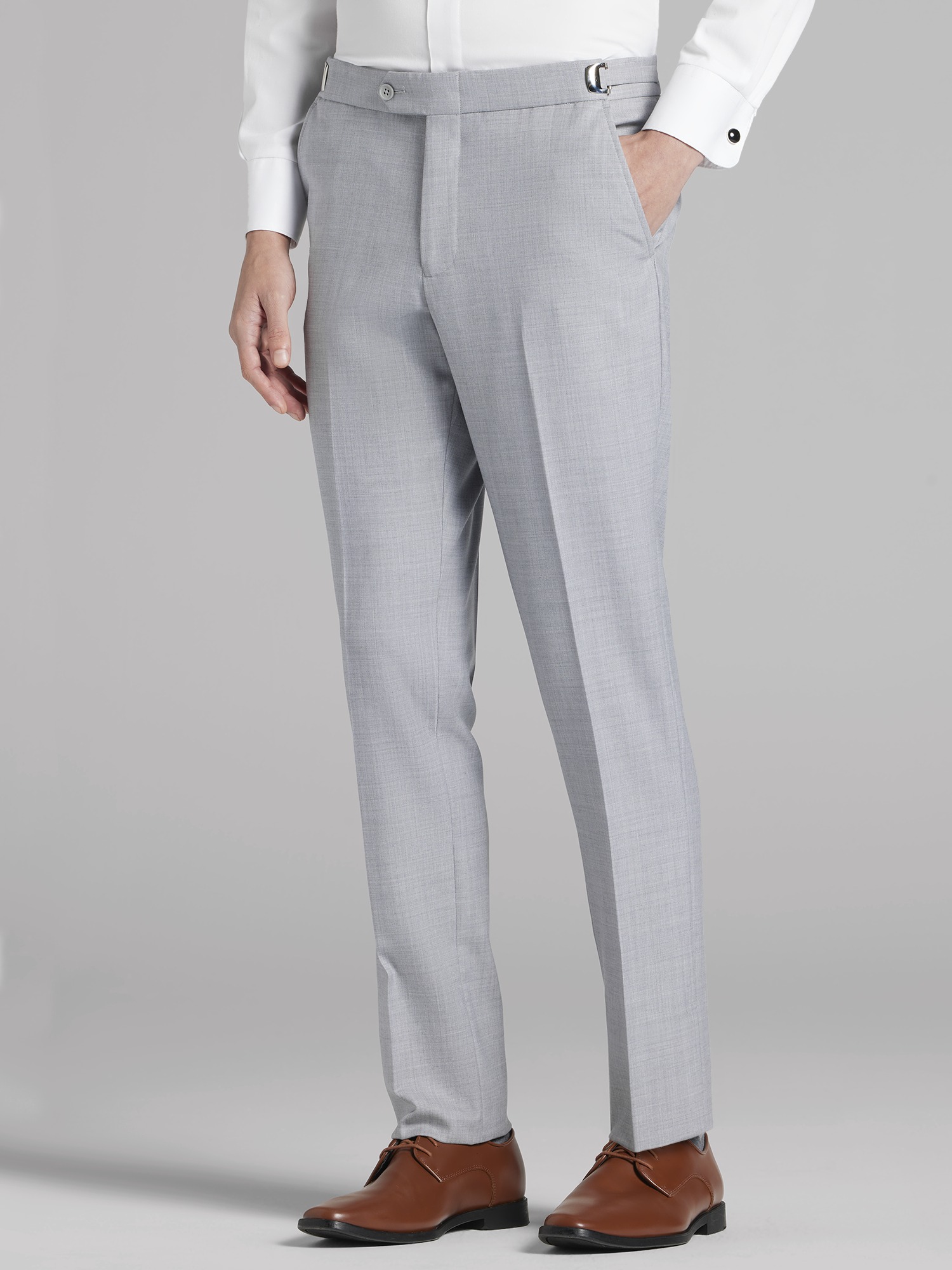 Smoking Joseph Abboud gris pâle à revers crantés à bordure de satin