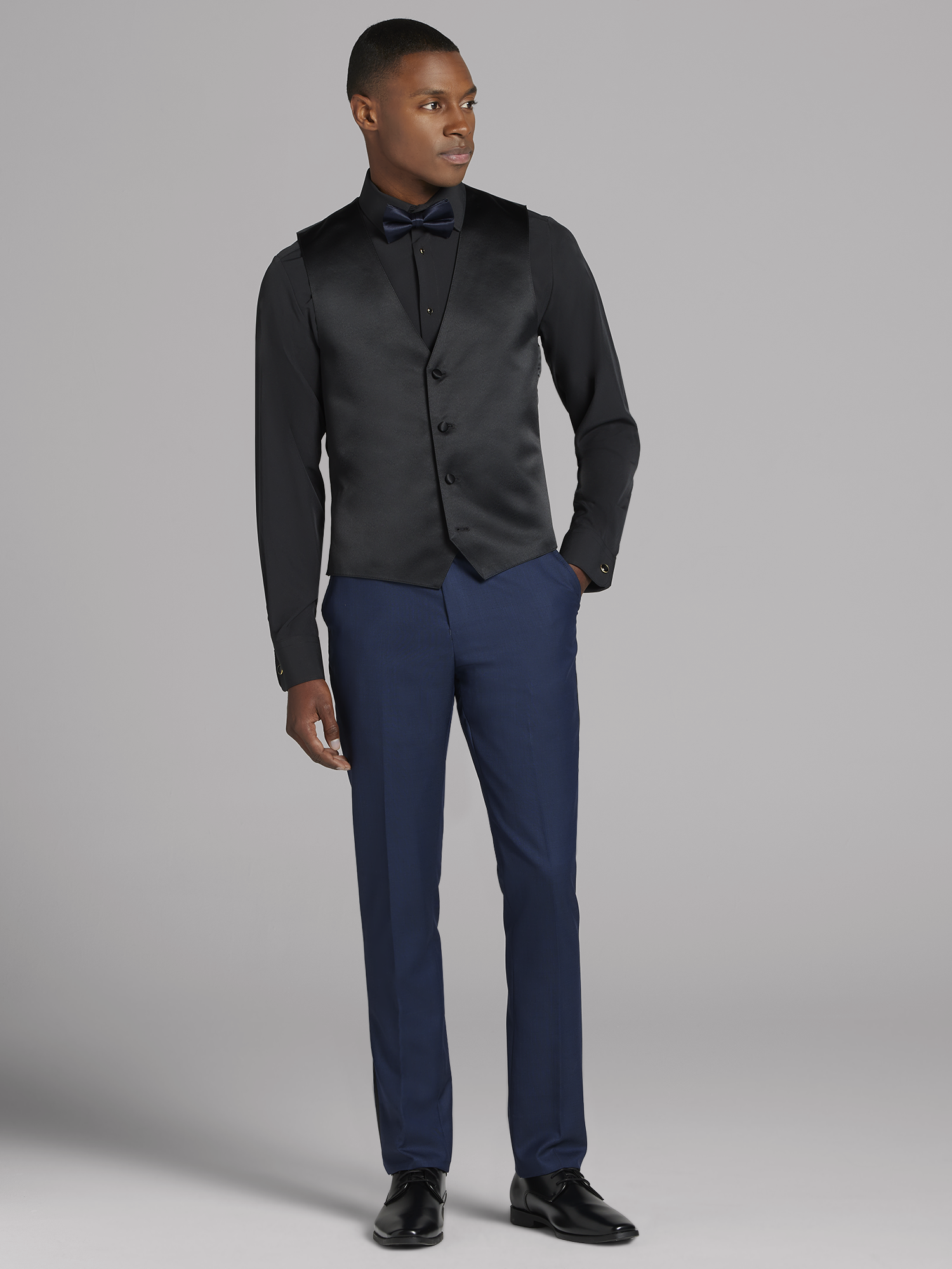Smoking BLACK by Vera Wang minuit avec revers crantés noirs