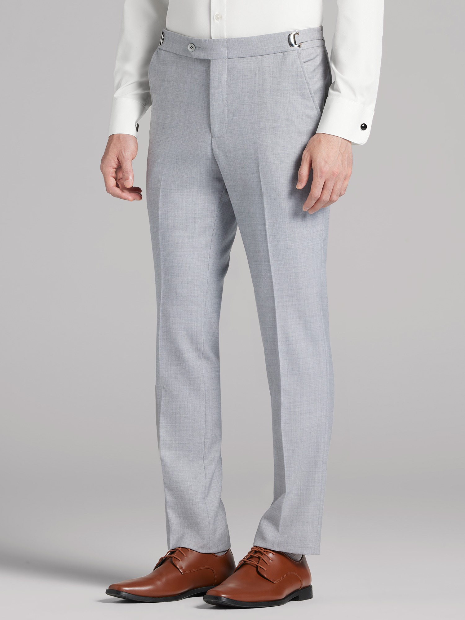 Smoking Joseph Abboud gris pâle à revers crantés à bordure de satin