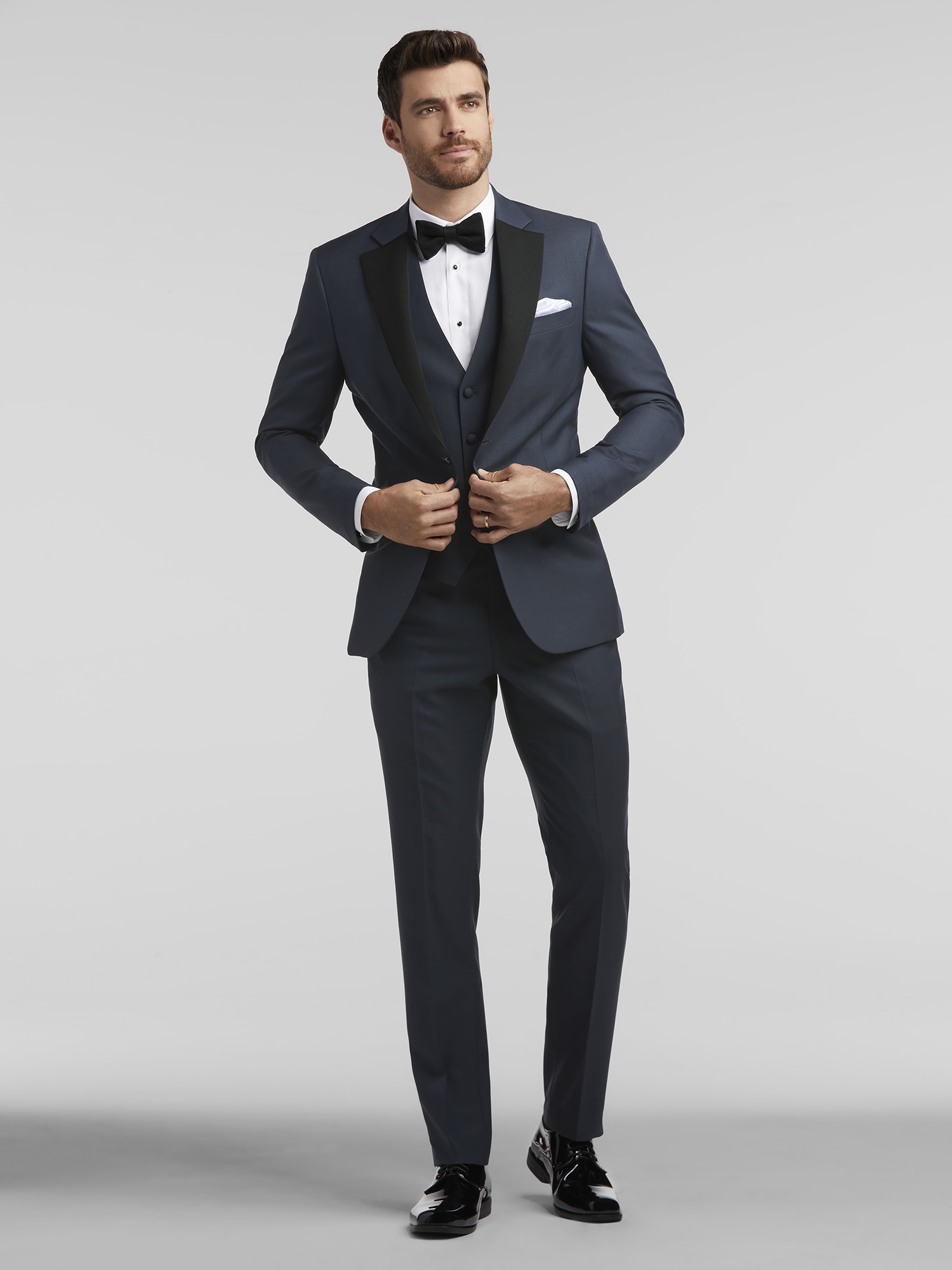 Tuxedo Two Piece Black Textured Formal Suit - Thames